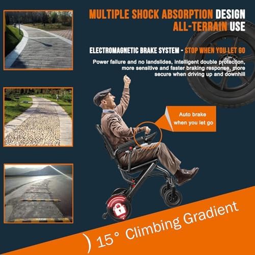 Lightweight Portable Electric Wheelchair , 13kg Folding Motorized Power Chair, 19km Travel Range, Airline Approved